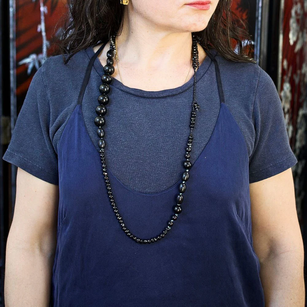 Black Jade, Black Spinel and Shungite Lariat - Image 3