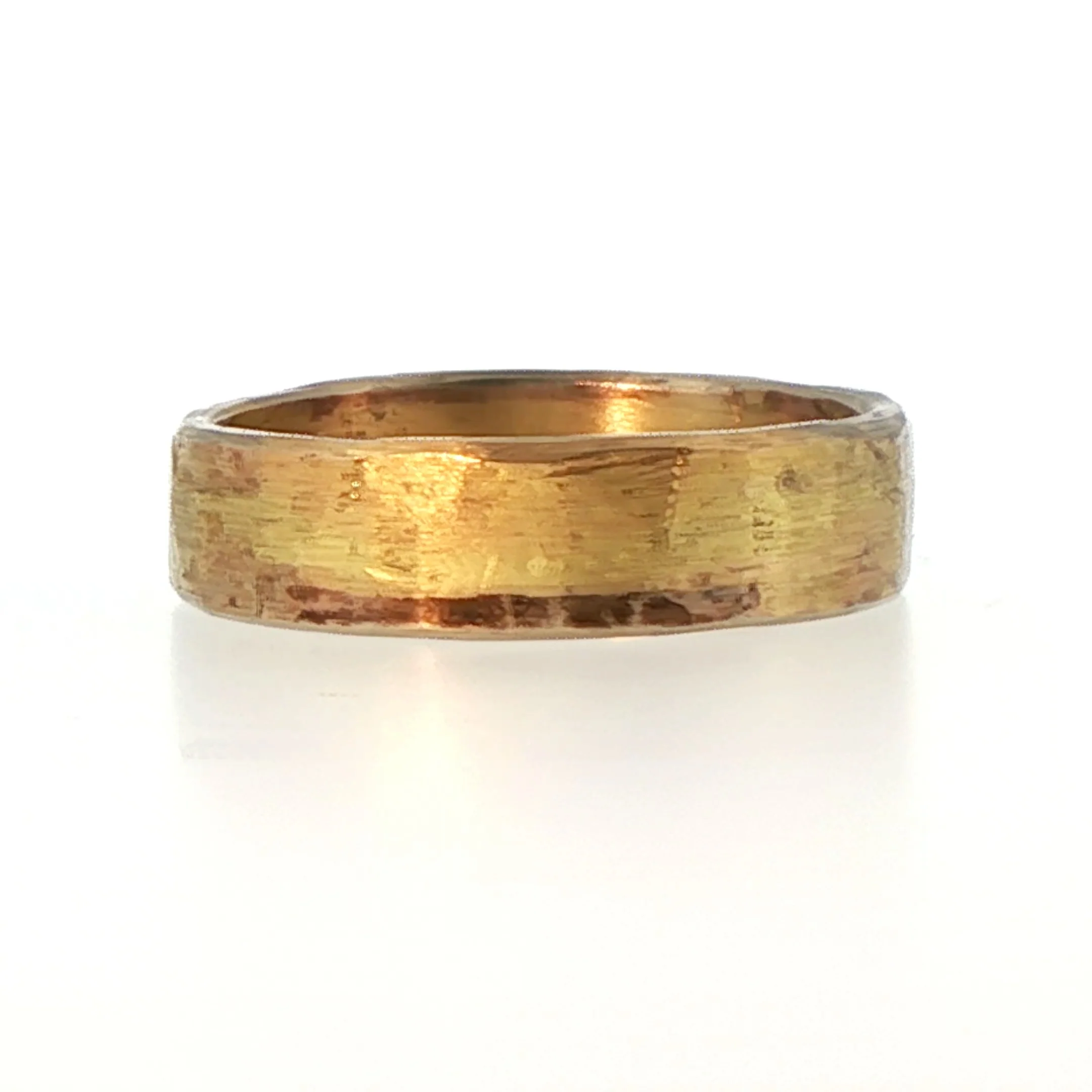 Green Gold Flat Ribbon Ring - Image 4